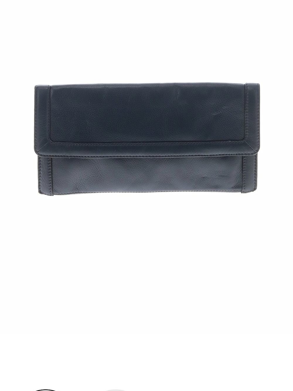 Navy Blue Leather Clutch Wallet